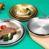 304 Stainless Steel Disc Plate Korean Barbecue Plate Fruit Plate Cake Plate Spitting Bone Plate Retro Tray Tableware