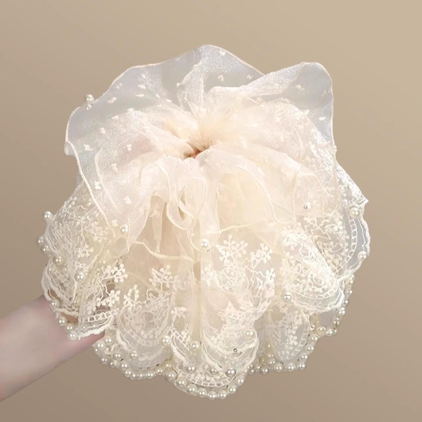 Супер сказочный жемчужный кружевной ободок, большой нежный дорожный ободок во французском стиле