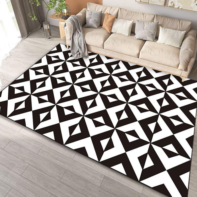 Modern Simple Black White Large Size Rugs for Living Room Light Luxury Sofa Area Carpet Soft Fluffy Bedroom Decor Anti-slip Mats