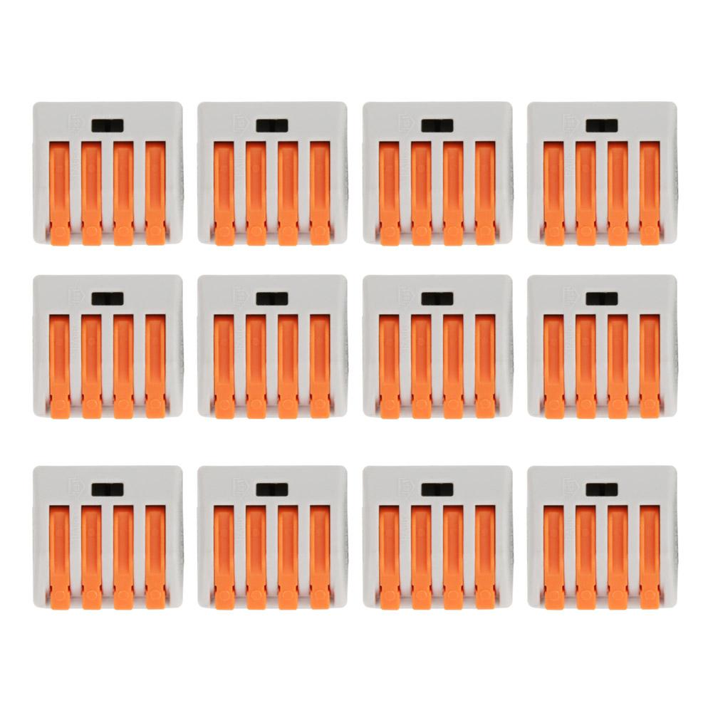 

12 Pcs PCT214 Connector Spring Terminal Block 4 Way Cable Connector