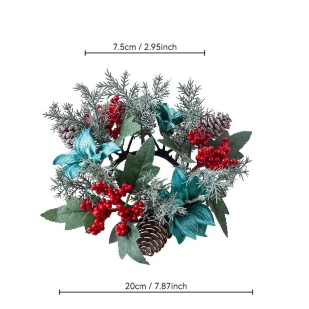 Artificial Berries Pinecone Pine Christmas Wreath Table Home Party Decoration Candlestick Wreaths Xmas Candle Wreath