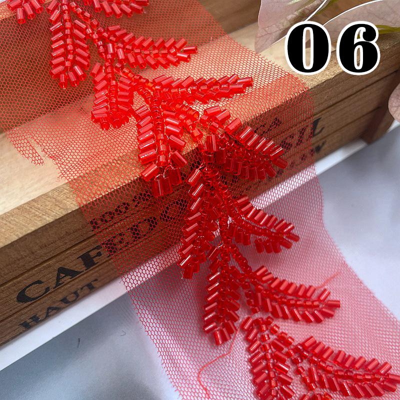 20yards Wheatear Leaf Beaded Lace Trim Embroidery Beading Ribbon Applique Trimming Tape DIY Sewing Clothing Accessories