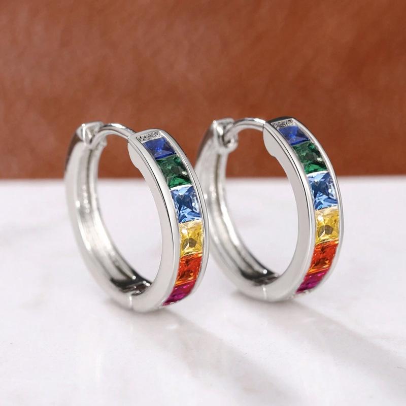 

New 925 Sterling Silver Zircon Circle Round Earrings for Women Fashion Elegant Shining Hoop Jewelry Birthday Party Gift