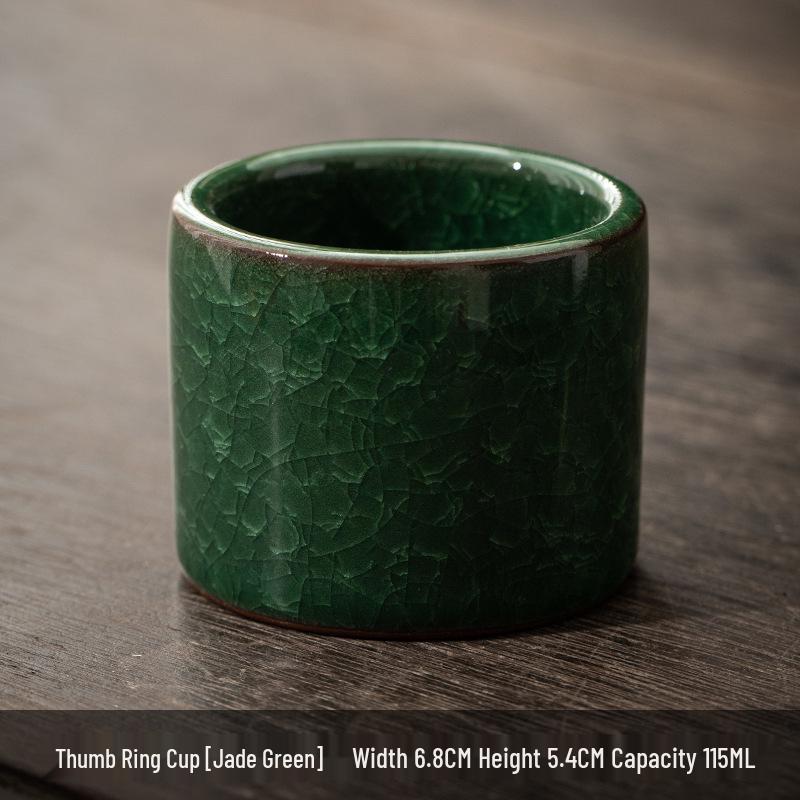 Ceramic Ice Flower Glaze Tea Cup Set: Water-Resistant, Large Thumb Ring, Four Seasons Gift Box.
