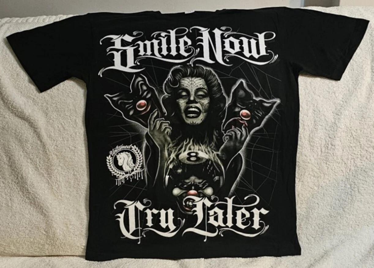 MARILYN MONROE SMILE NOW CRY LATER MASKS 8 BALL UNTAMED TATTOO T-shirt 4XL