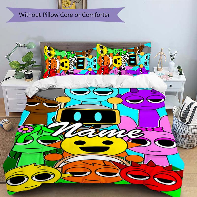 3pcs SPRUNKI10 Cover Set - Personalized Name, HD Printed Bedding with 1 Cover and 2 Pillowcases - Perfect for Home Decor, Easy Care