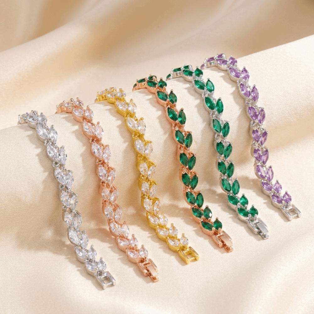 Adjustable Women Bracelet Colored Zircon Hand Jewelry Unique Chain Bracelet  Women