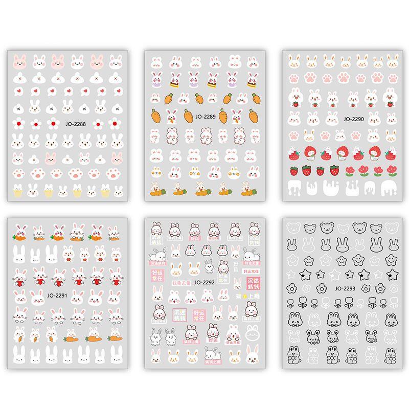 

Nail Sticker Best Selling Cartoon Soft Cute Money Rabbit Rich New Year Nail Decals 3D Adhesive Self-Adhesive Waterproof and Durable JO2288-2293 [set of 6]]