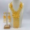 UAE Copper Alloy 24K Gold Necklace Flower Grid Women's Set Jewelry