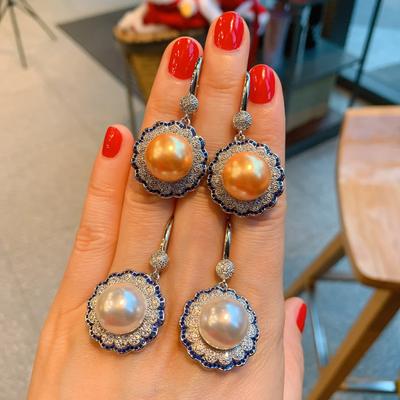 Fashion Australian White Bead Yellow Bead Pearl Earrings Women'S Pearl Earrings