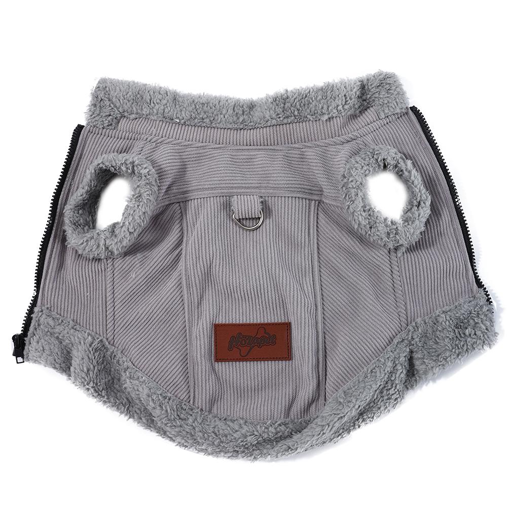 Warm Dog Clothes Autumn Winter Pet Jacket Coat Pink Grey Soft Vest Costume with D-ring Schnauzer Yorkshire Costume for Small Medium Dogs