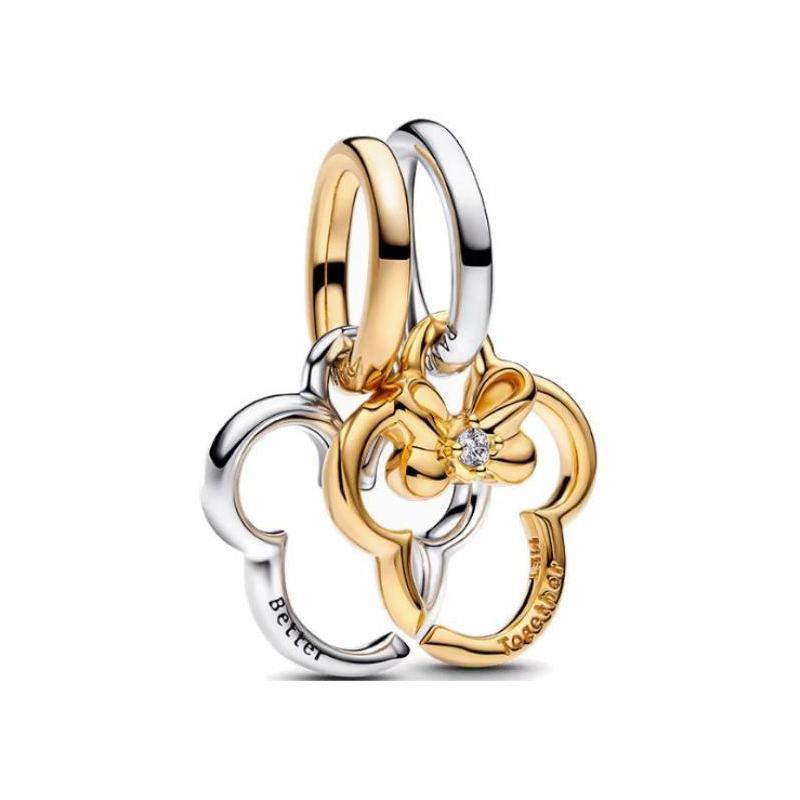 Pandora Hollow Mickey and Minnie shape gold-plated pendant women s gold/silver 763650C01
