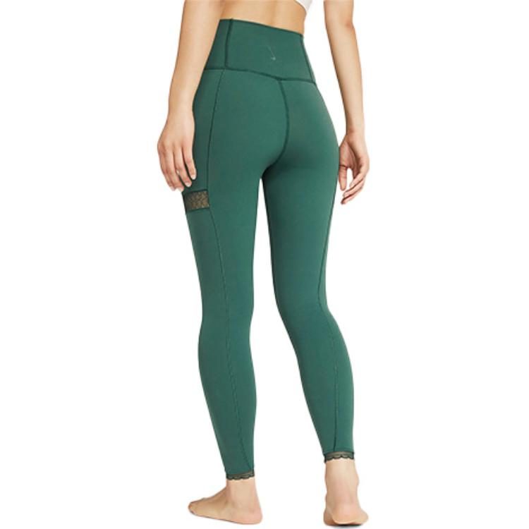 Nike Yoga Comfortable Breathable Tight Fitness Pants Women Bottoms Professional-Green CU6307-397