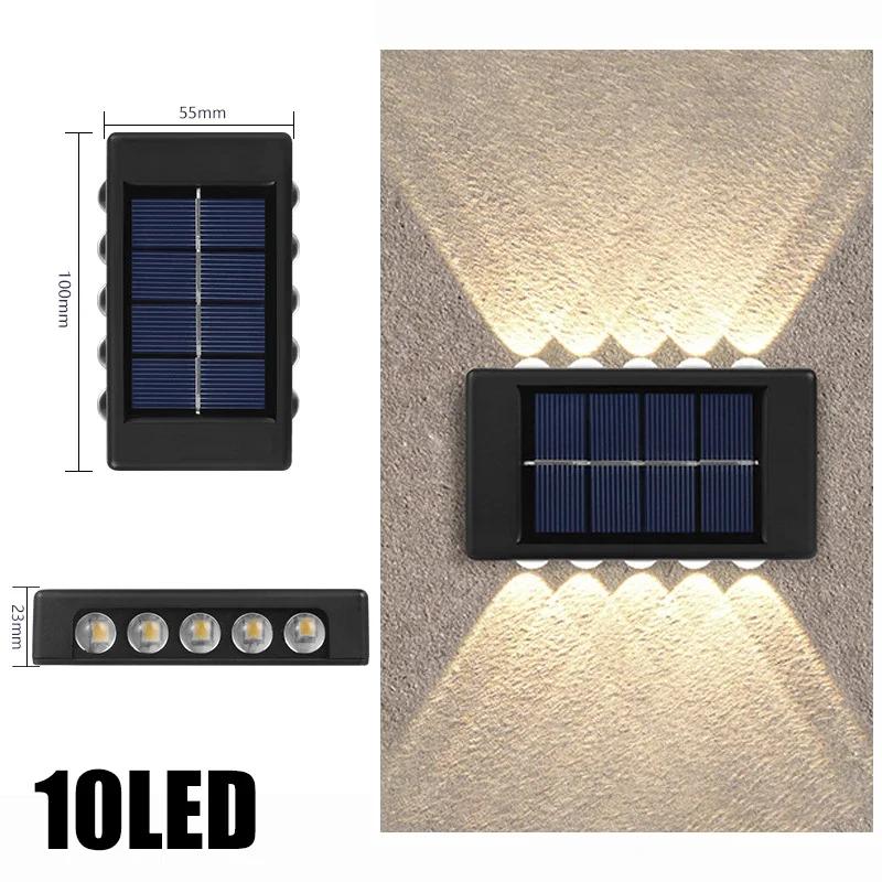 6 LED Solar Wall Lamp Outdoor Waterproof Up and Down Luminous Lighting Garden Decoration Solar Lights Stairs Fence Sunlight Lamp