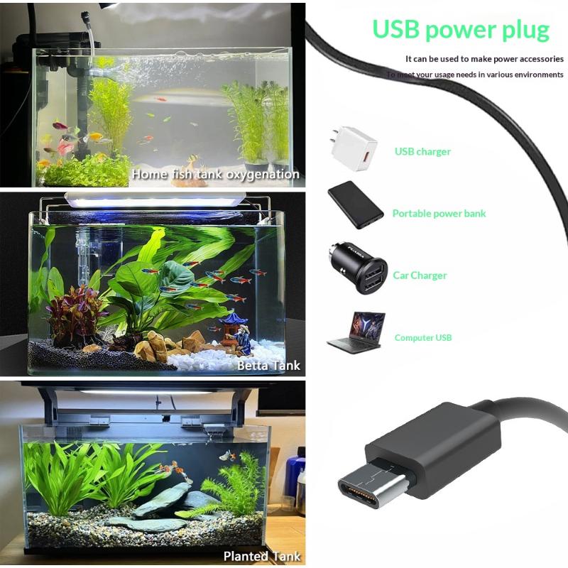 Usb Aquarium Air Pump Silent Portable Fish Tank Oxygen Pump With Air Stone For Small Fish Tank Outdoor Fishing