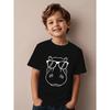 Europäische Größen ' Süßes Nilpferd mit Brille T-Shirt - Sommer Kurzarm Oberteil für Jungen & Mädchen, Weiches Rundhals Atmungsaktives Weißes T-Shirt mit Nilpferd-Print