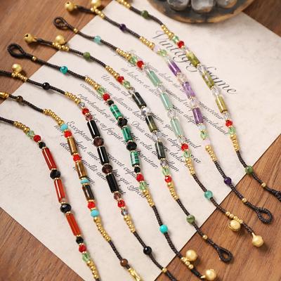 Original Design Handgewebtes Armband Vintage Böhmischer Stil Naturstein Armband Schlichte Damen Accessoires