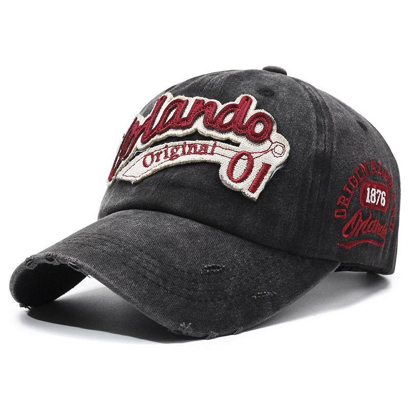 Retro Distressed Baseball Cap American Style Fashionable Embroidered English Letters With Ripped Visor New Cap