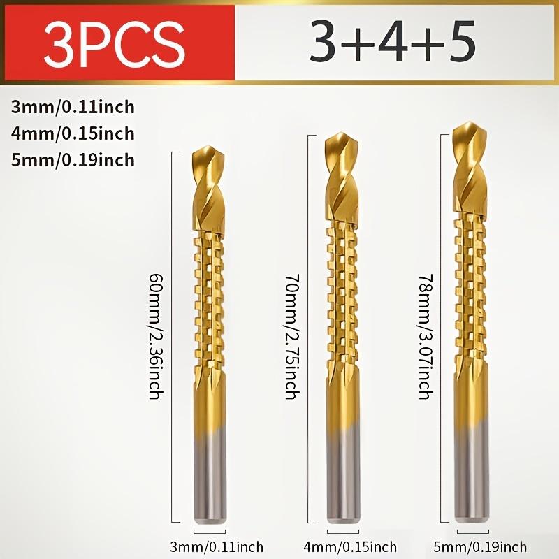 

Three Piece Titanium Coated High-speed Steel Drill Fried Dough Twists, suitable for Metal, Wood and Plastic Round