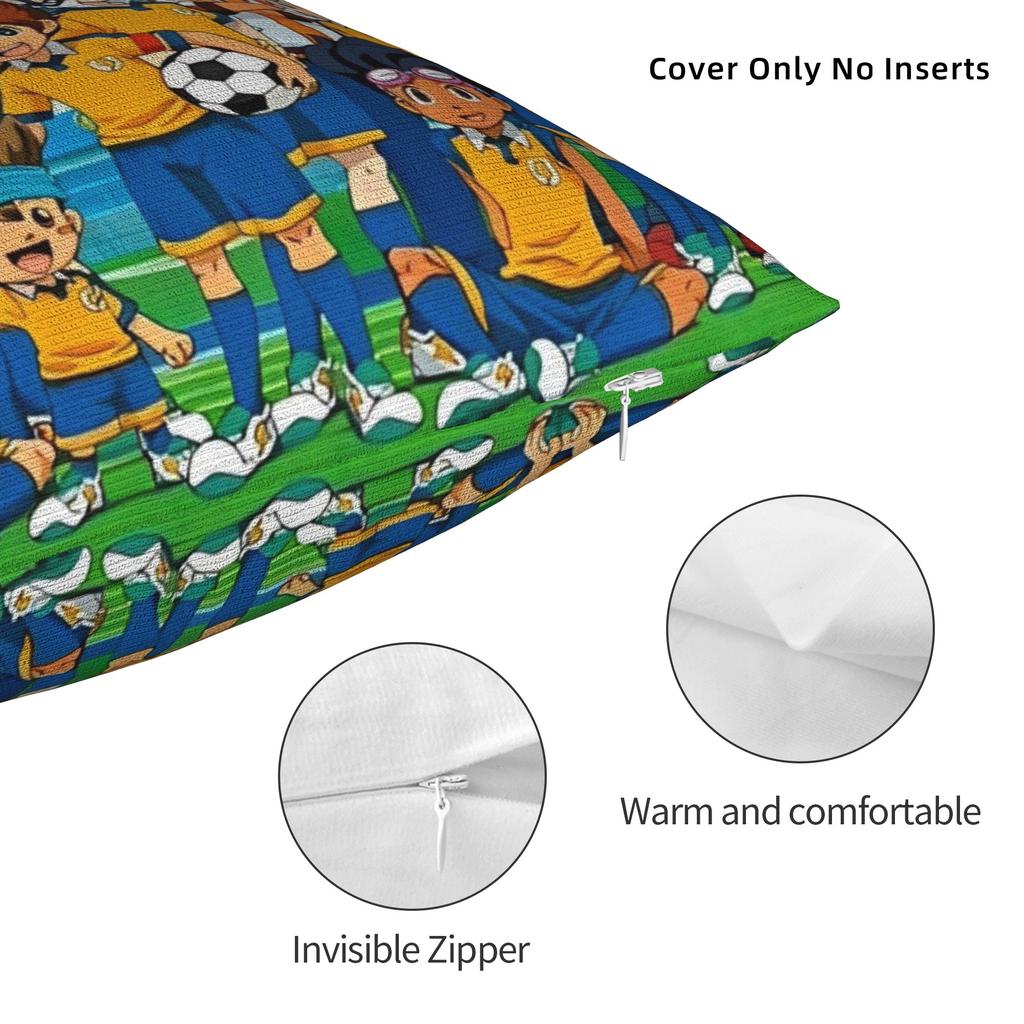 Printed Inazuma Eleven Anime Game Pillowcase Polyester Cushion Cover Decor RPG Cartoon Throw Pillow Case Cover Bedroom Zippered