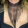 Fashionable and Elegant Women's Long Tassel Necklace Luxurious Rhinestone Necklace Jewelry Party Evening Dress Accessories Neckl