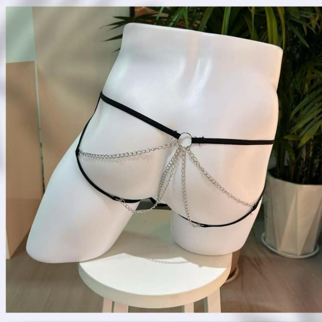 Men's Erotic Mesh Thong with Chain Detail
