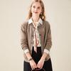 Pull Cardigan à Col Rond Texturé 100% Laine Pure pour Femmes TUHUANG