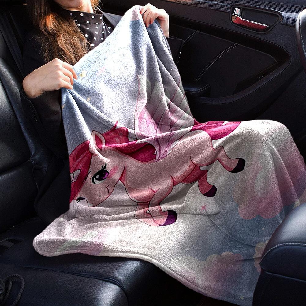 1pc Unicorn Fantasy blanket Lightweight Flannel Throw for Sofa Bed Travel Camping Livingroom Office Couch Chair