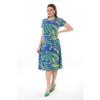 Women's Blue Green Maze Pattern Midi Dress