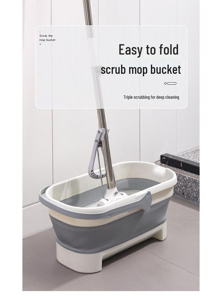 Portable Rectangular Folding Mop Bucket - Large, Thickened, Multi-functional Plastic for Car Wash & Mopping