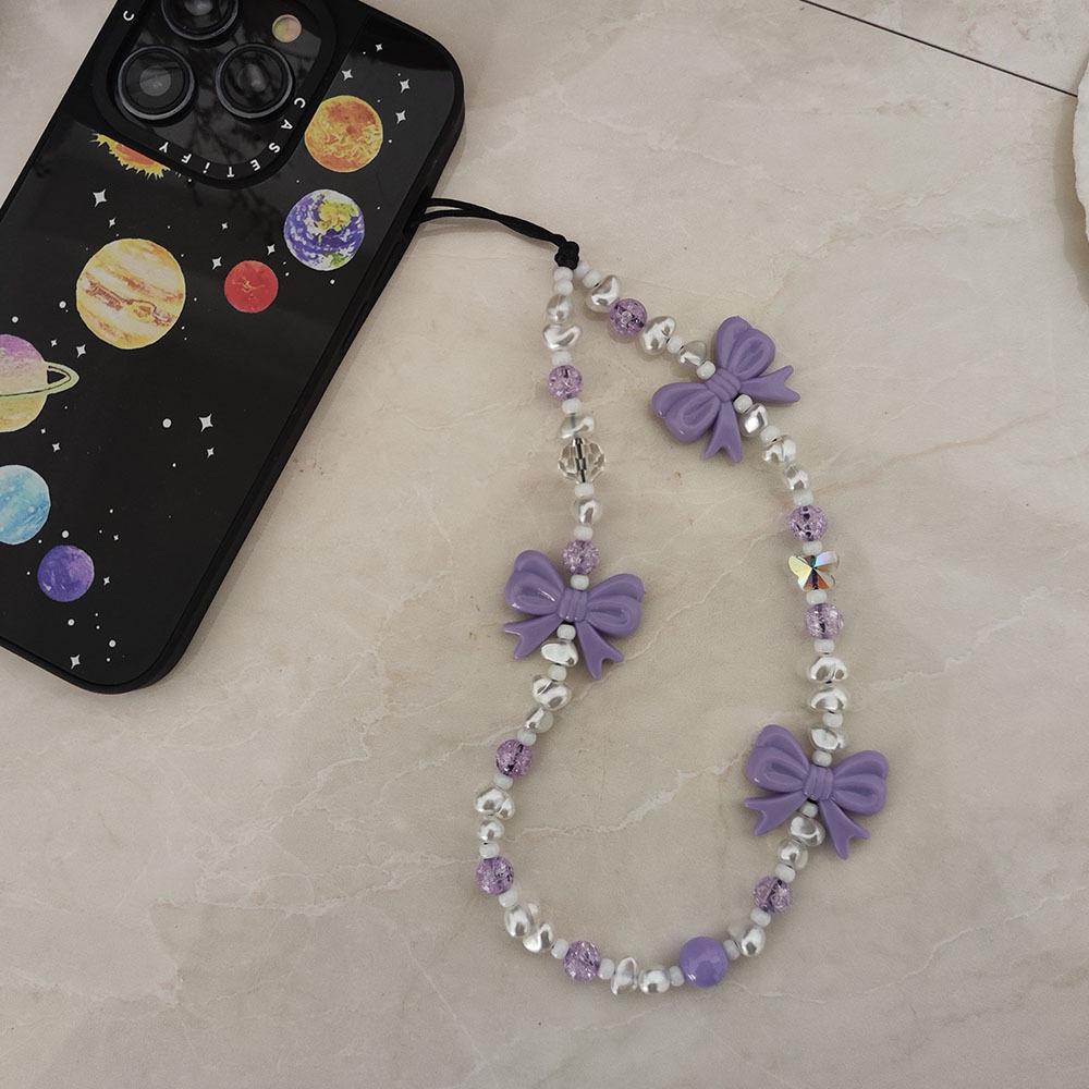 KKBEAD Dámský přívěsek na řetízek na telefon s korálky ve tvaru motýla - Ruční výroba, Univerzální styl ins z Japonska a Koreje