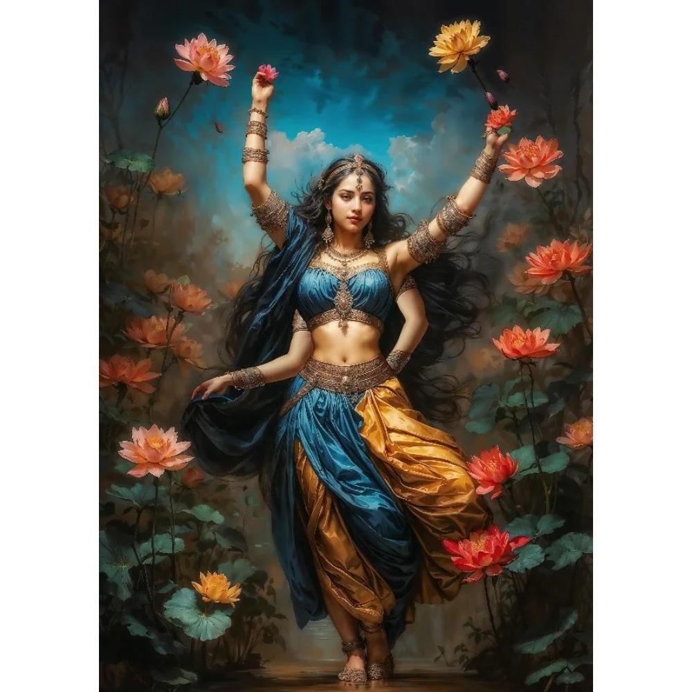 Lakshmi The Goddess of Wealth Abundance Fertility Posters and Prints Canvas Printing Wall Art Picture for Living Room Home Decor 21X30CMNo Framed
