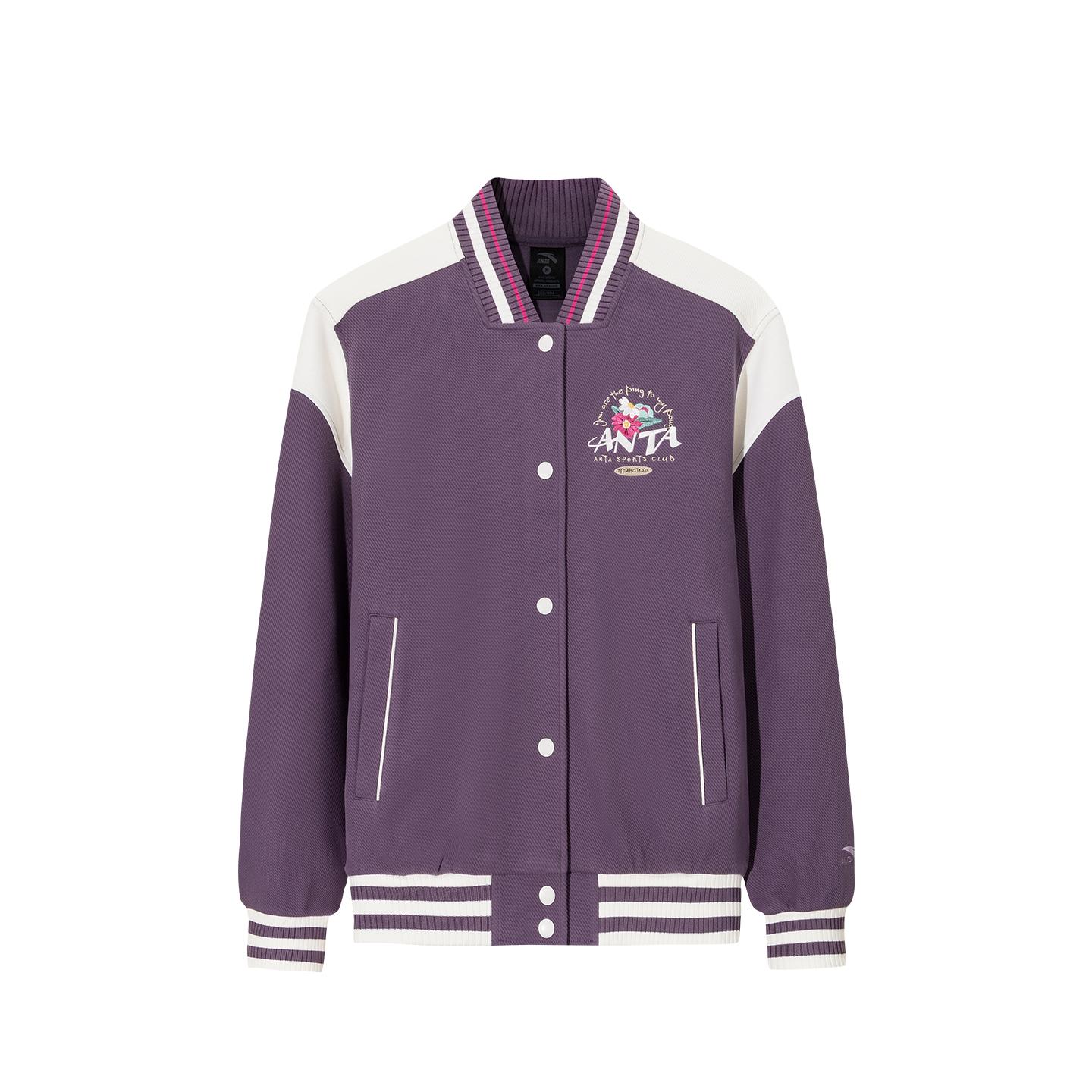 

Anta Retro Lifestyle Series Knitted Sports Jacket Women tops Deep-Purple Warm-White 162618714S-2 XL