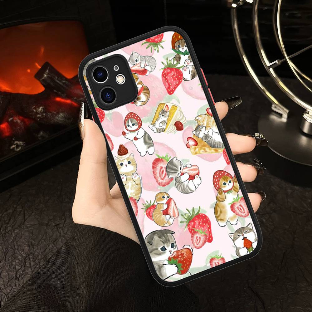 M-Mofusand Cute Shark Cat Matte Protective Case For IPhone 16 15 14 13 12 11 Pro Max X XS MAX Protection Case