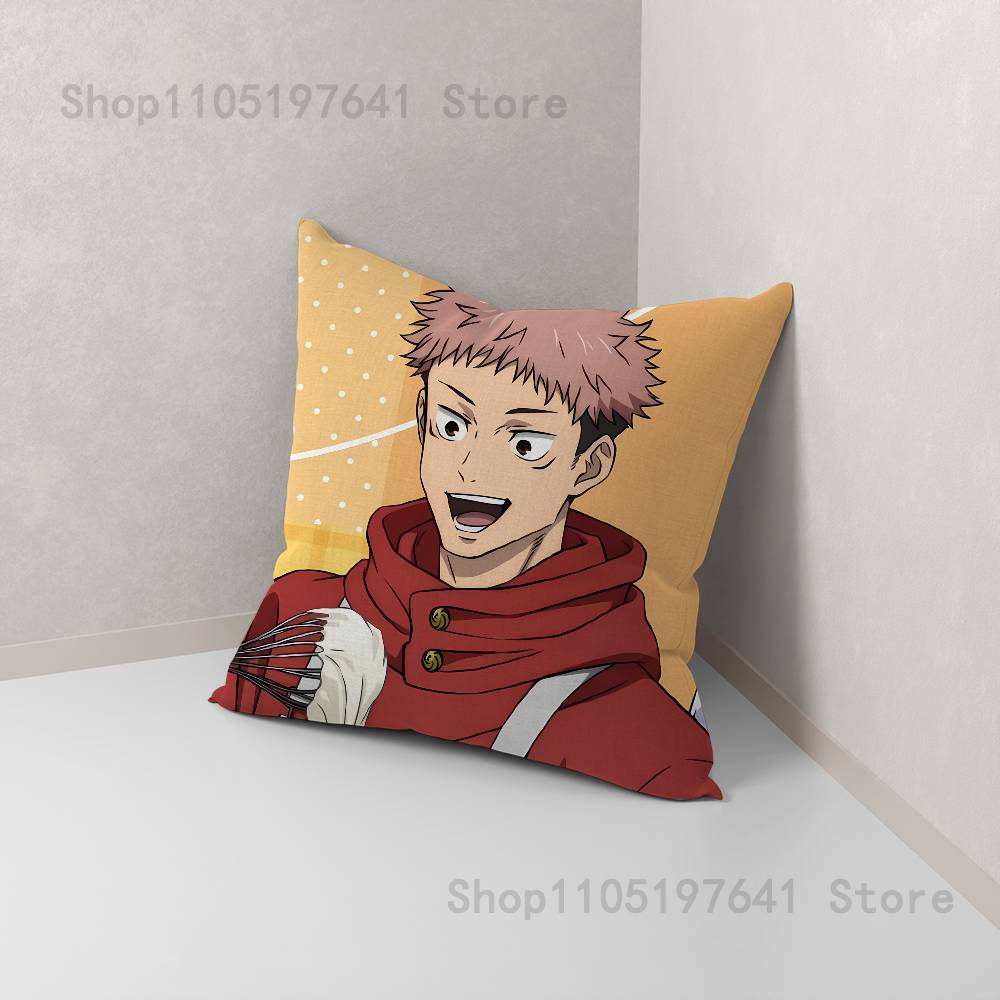 Anime Y-Yuji I-Itadori Pillow Case For Sofa Decor Car Office Room Printing Cushion Cover Decorations and Protector