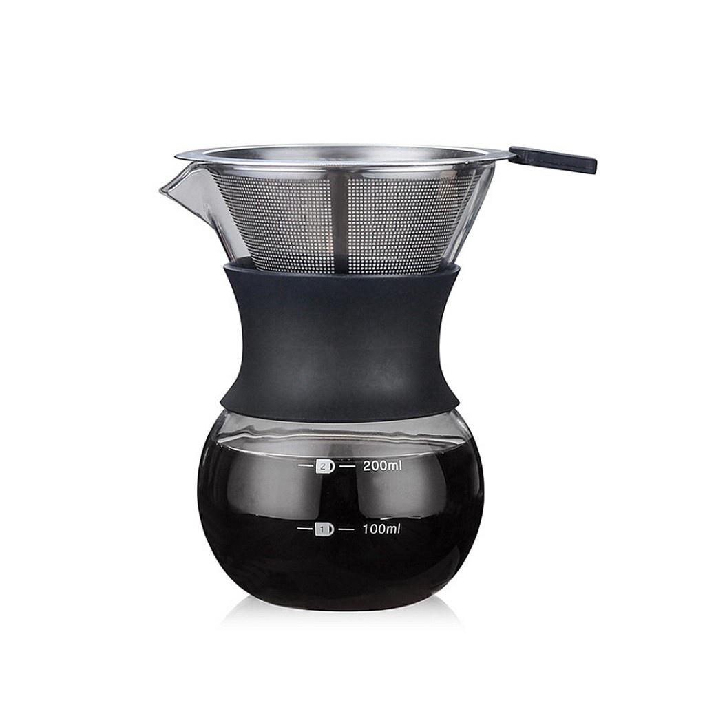 400ML Classic Glass Coffee Maker Pour Over Coffeemaker With Steel Filter Coffee Espresso Hand Brew Drip Filter Glass Pot