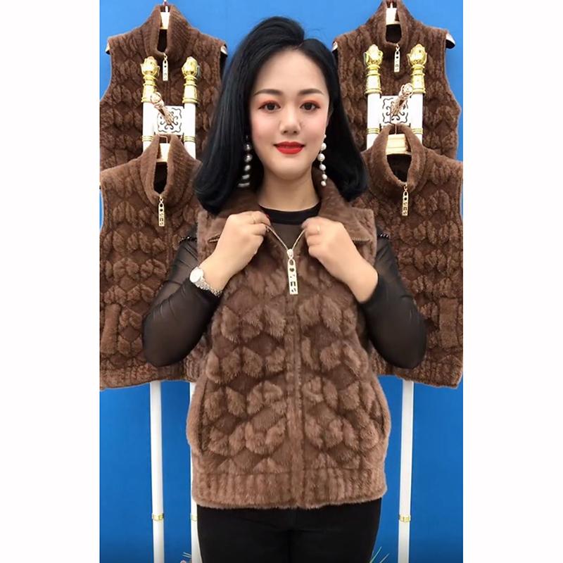 Winter Vest Women's Velvet Warm Zipper Sweater Coat Velvet Middle Aged Old Mother Vest Jacket