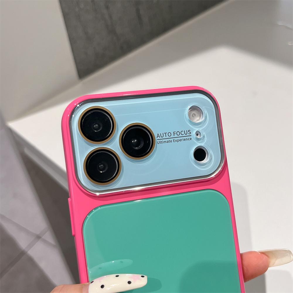 Dopamine Color Collision Splice Glass Phone Case For Apple iPhone 17 16 15 14 Pro Max 13 Camera Lens Proteciton Shockproof Cover