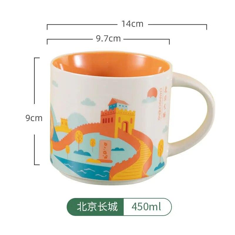 Ins City Cup USA City Bone China Mug Global Collection Ceramic Japan England London Paris Hawaii Chicago New York City Mug 400ML