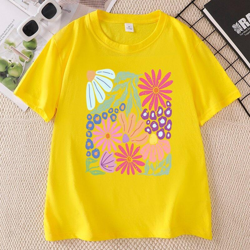 Trendy Boho Floral TShirt Soft Flower Graphic Tshirt Cute Spring Garden Botanical Top Summer Short Sleeve Unisexs Clothing