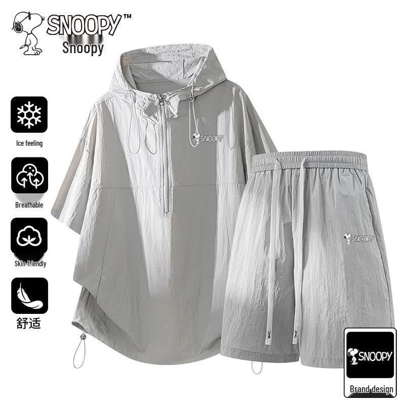 Snoopy Men s Summer Hooded T-Shirt & Shorts Set 3XL