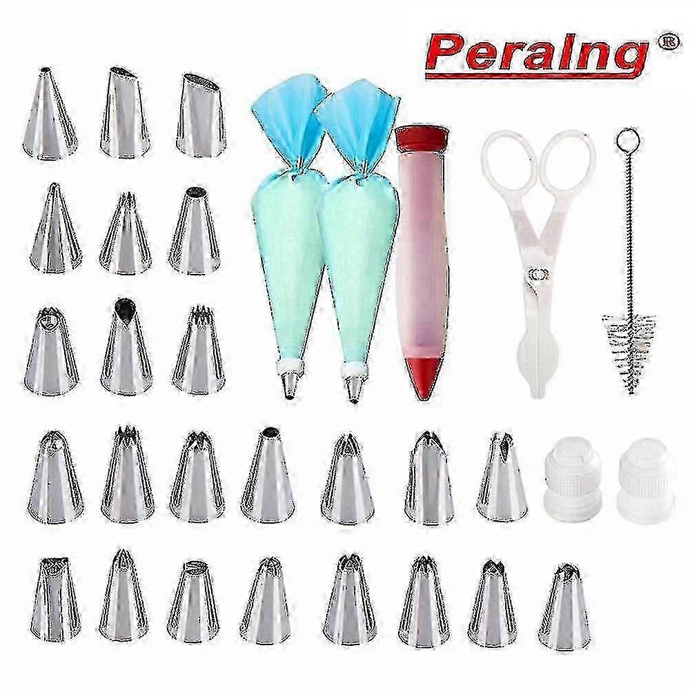Cake Decorating Supplies, 31 Cake Decorating Supplies With 24 Icing Dispensers 2 Silicone Pastry Bags, 2 Reusable Couplers,1 Cleaning Brush,1 Cake Dec