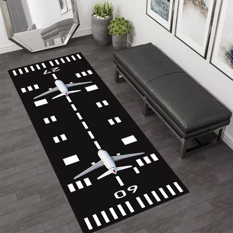 Home Use Runner Rug Vintage Airplane Runway Carpet Living Room Personalized Bedroom Bedside Sofa Home Decoration Floor Mat