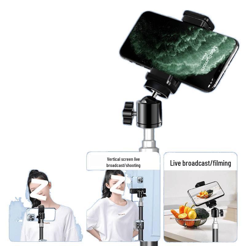 Dual Phone Streaming Stand with Multi-Camera Selfie Gadget and Fill Light for Douyin