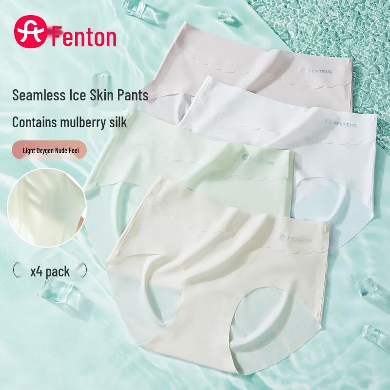 Fenteng Women s Seamless Ice Silk Briefs 4-Pack M