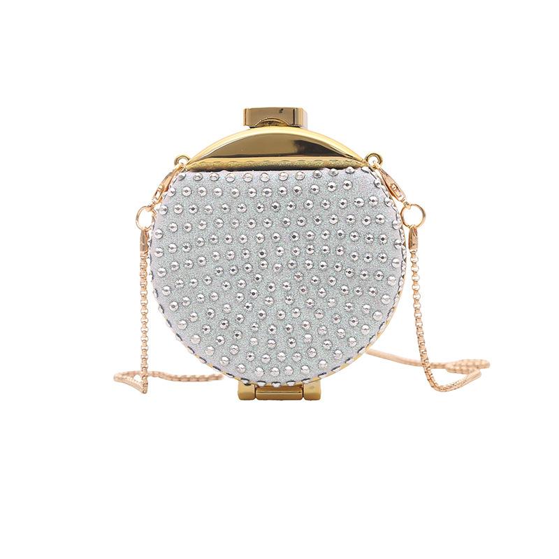 Mini Petite Luxury Diamond Inlaid Round Shaped Crystal Clutch Bag Women's Crossbody Bag Wedding Dinner Party Shoulder Bag