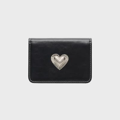 Pie Heart Photo Slot Card Wallet Black