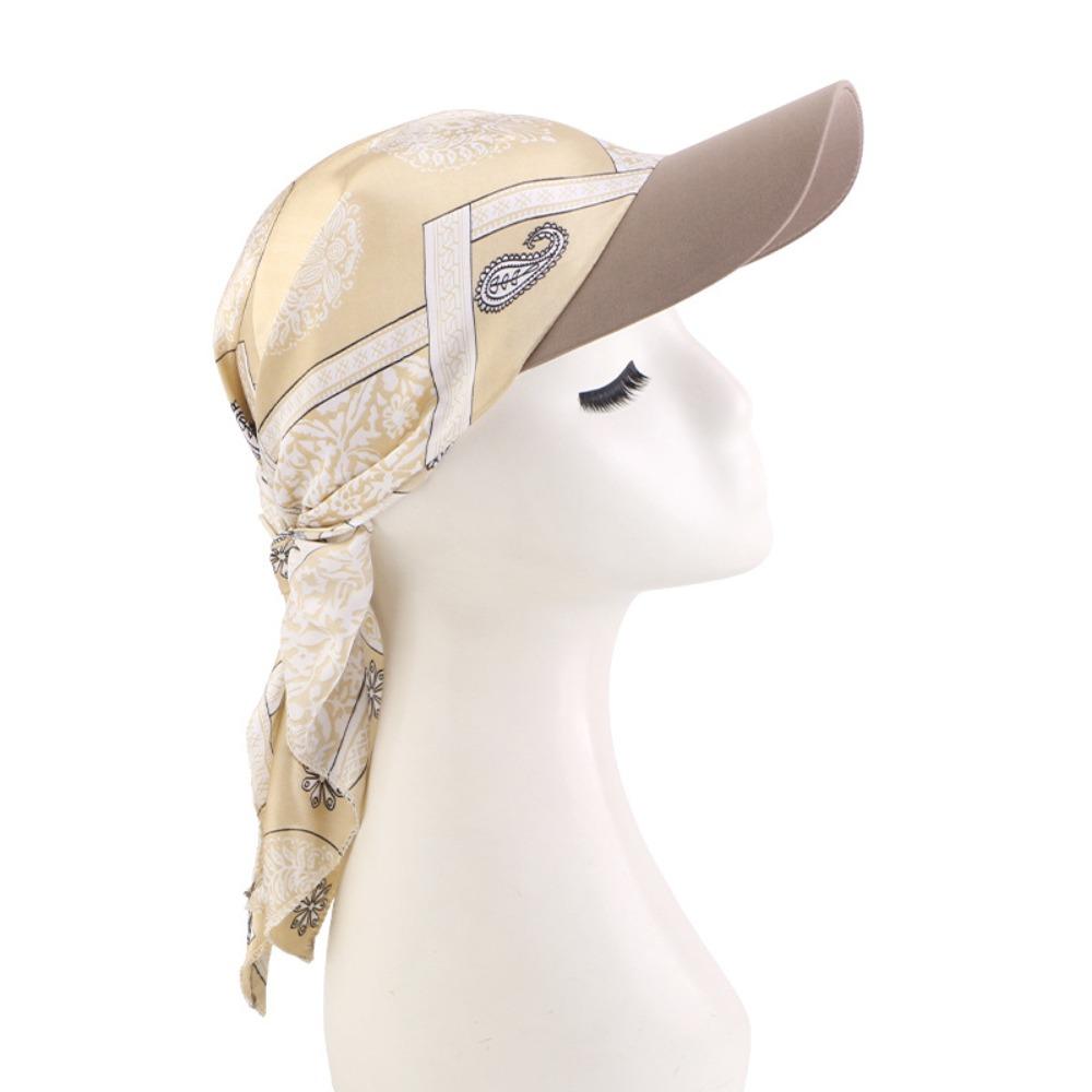 Breathable Women Printed Satin Headscarf Hat Summer Baseball Cap Outdoor Sun Hat  For Men Women