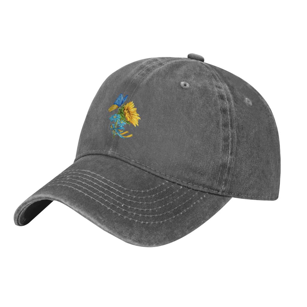 Sunflower Ukraine Flag Butterfly Ukrainian Flag Men Women Baseball Caps Washed Hats Vintage Outdoor Running Golf Soft Headwear