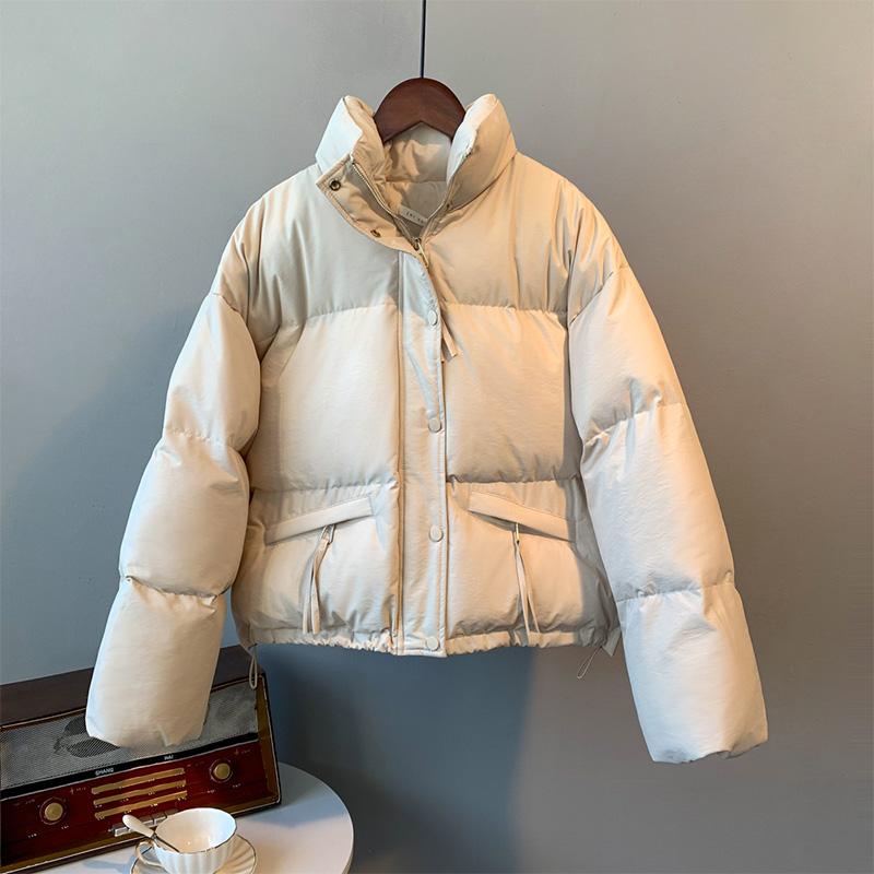 

Casual Women Loose Thicken Jacket Button Up Solid Warm Bread Clothing for Women Puffer Jackets Autumn Cardigan Coat XXL білий
